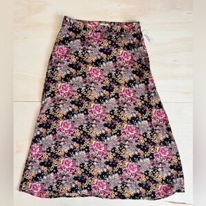 VTG Forever 21 A-Line Floral Skirt Paisley Print Black Pink Size 30